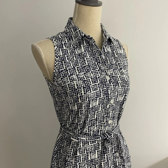 J. McLaughlin Dolly Catalina Cloth Midi Dress Small Blue White Print Sleeveless - Picture 2 of 13